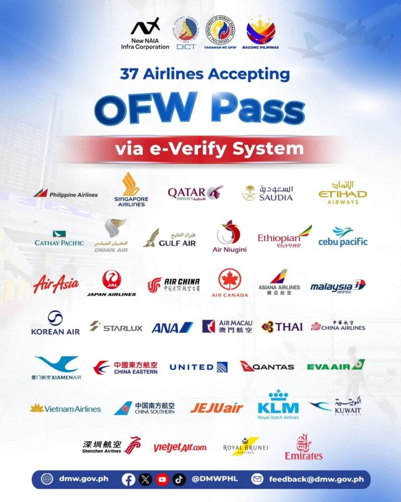 37 airlines accepting OFW Pass