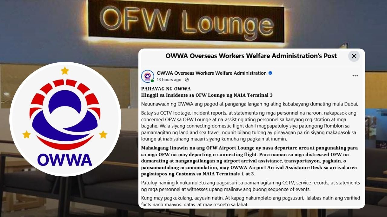 owwa releases statement ofw lounge incident with romblon based ofw